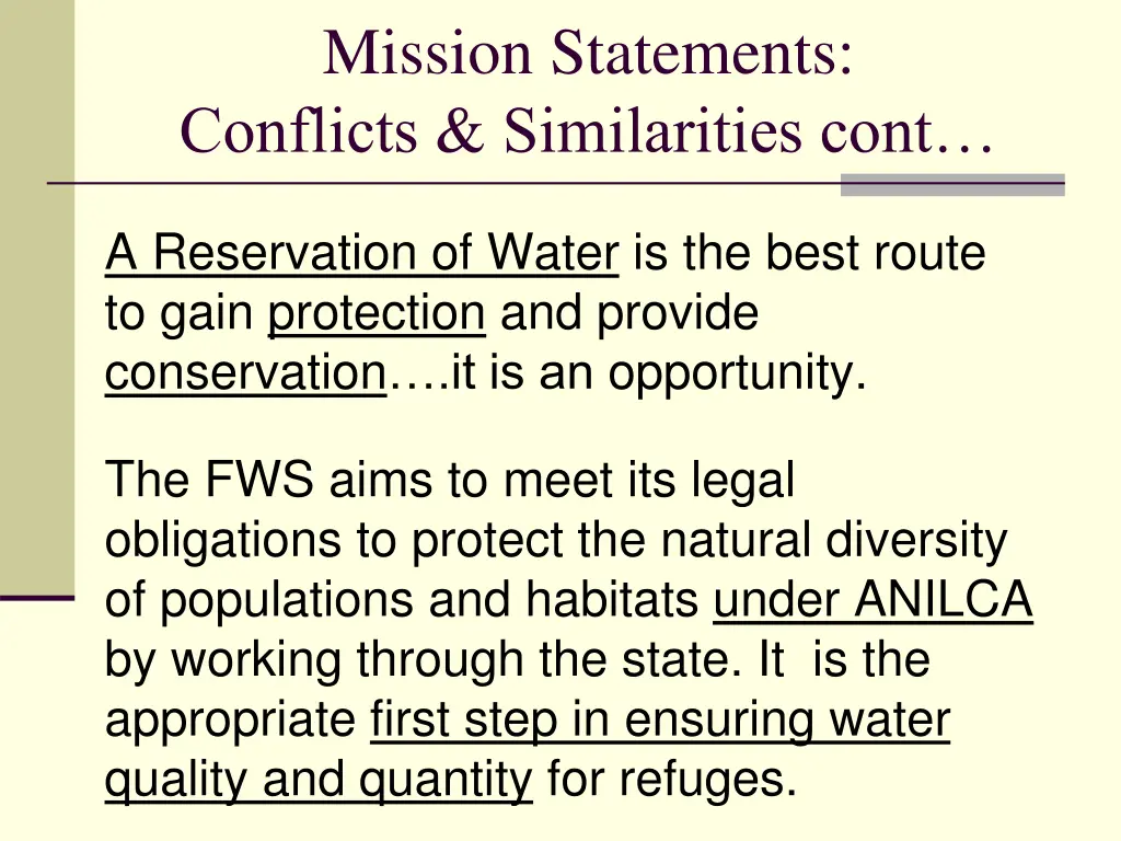 mission statements conflicts similarities cont 1