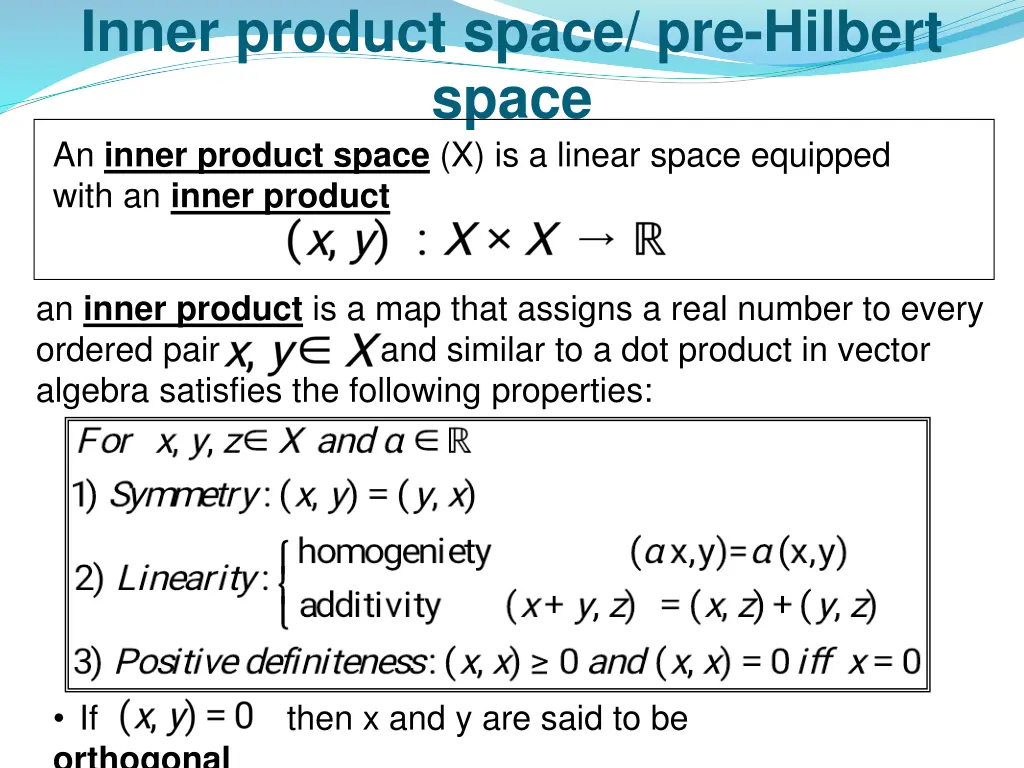 inner product space pre hilbert space an inner