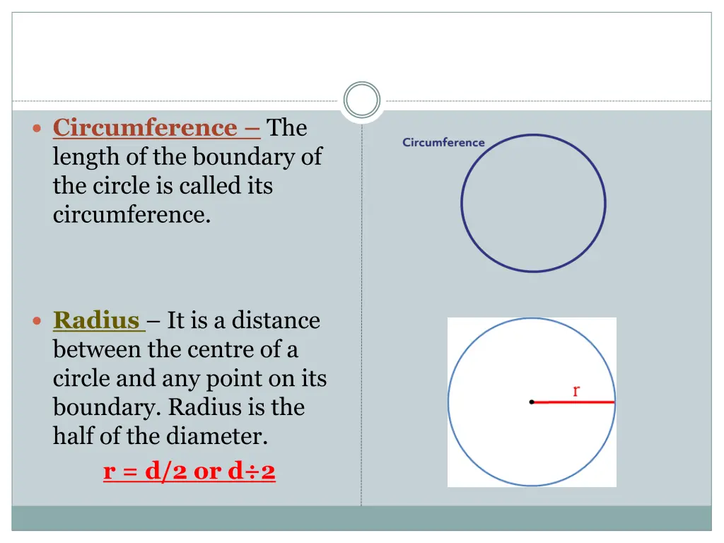 circumference the length of the boundary