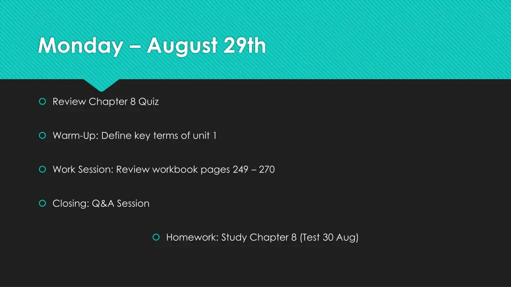 monday august 29th
