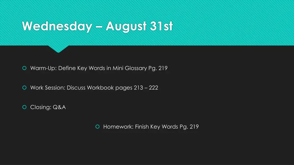 wednesday august 31st