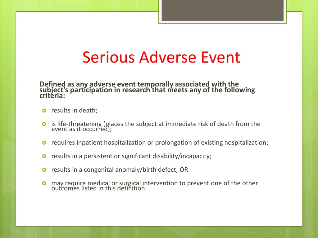 serious adverse event