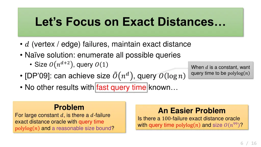 let s focus on exact distances