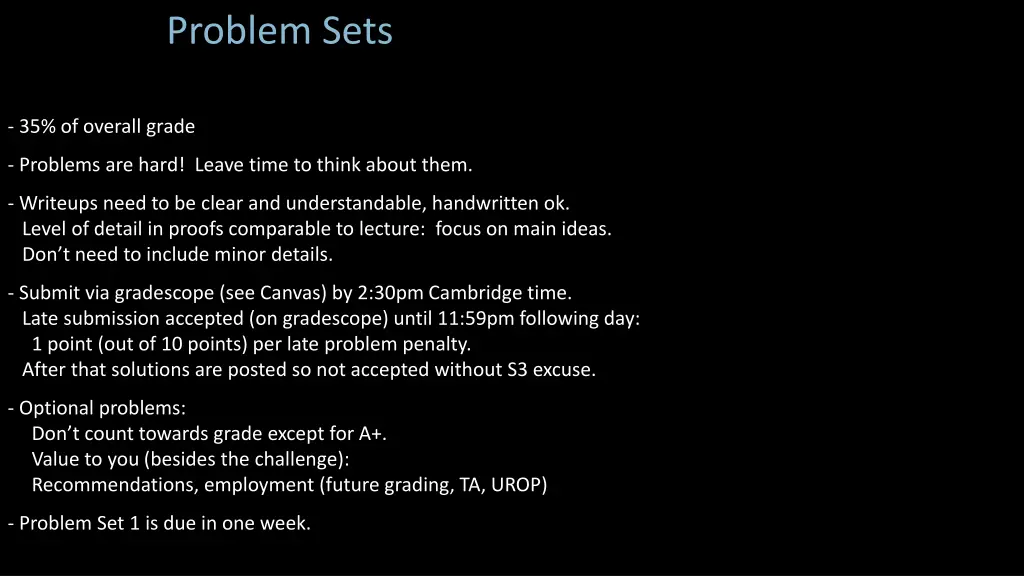 problem sets