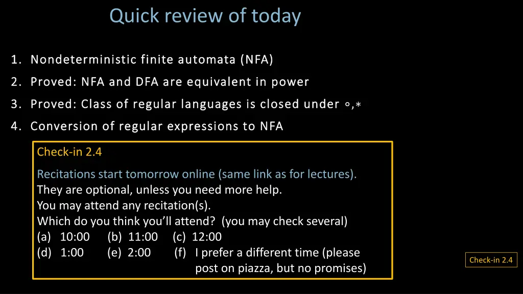 quick review of today