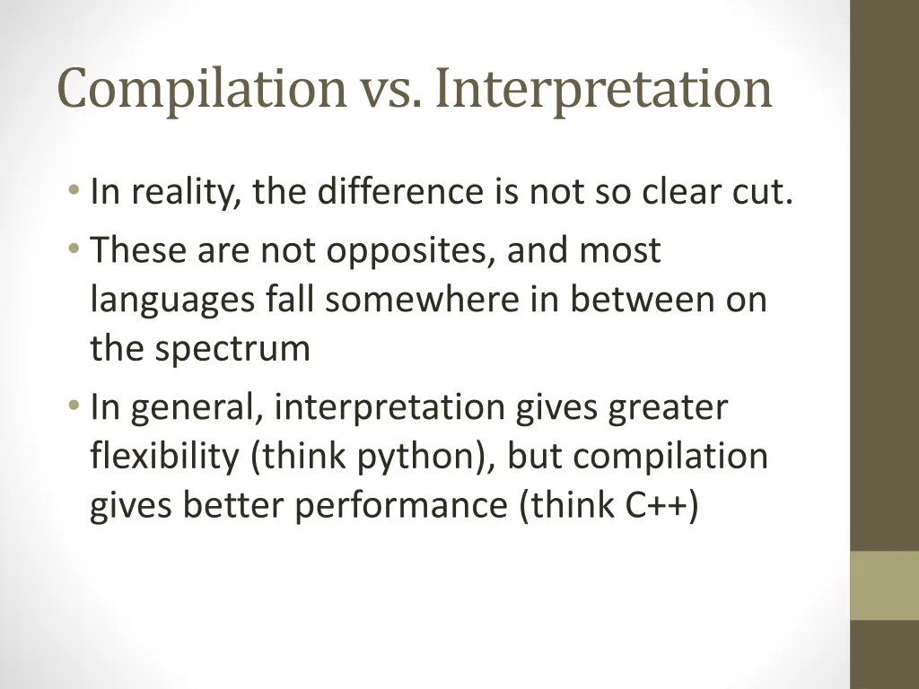 compilation vs interpretation