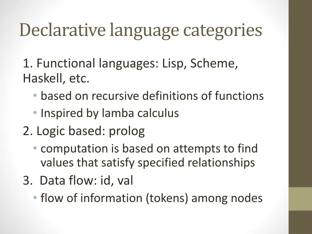 declarative language categories