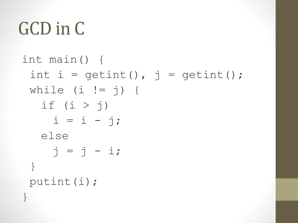 gcd in c