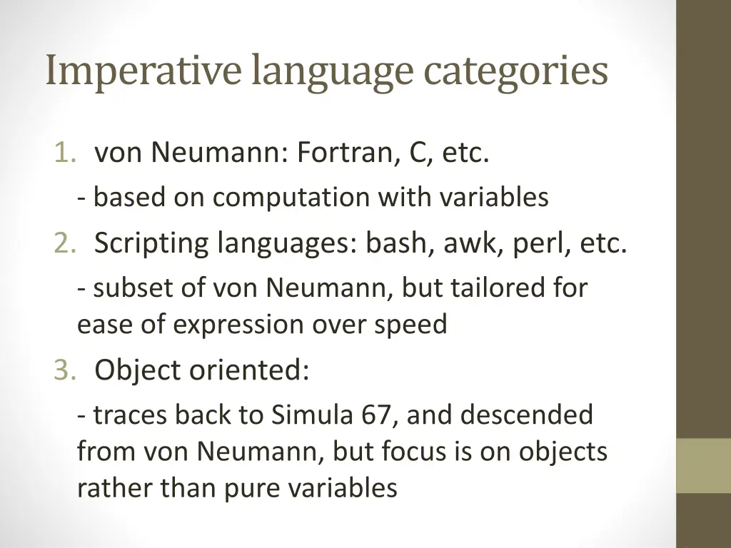 imperative language categories