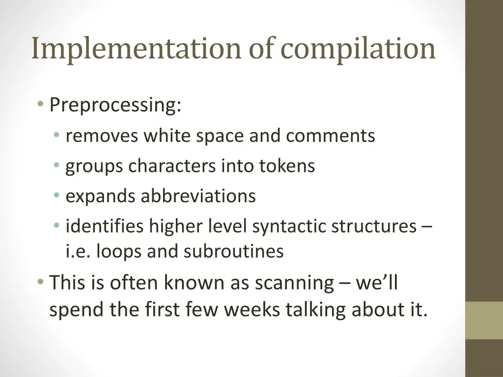 implementation of compilation