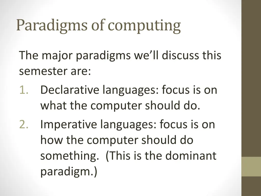 paradigms of computing