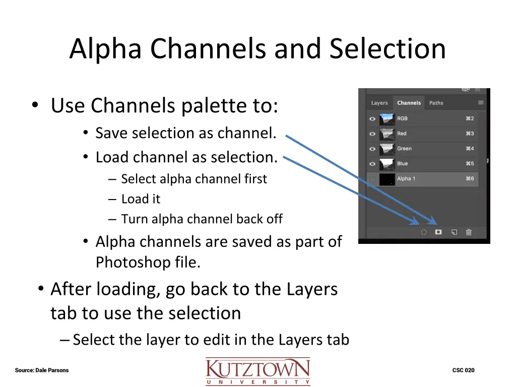 alpha channels and selection