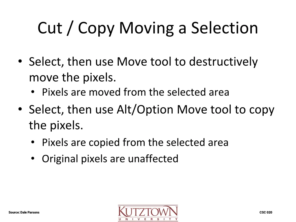 cut copy moving a selection