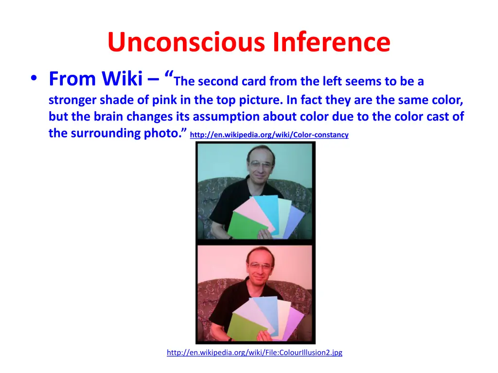 unconscious inference from wiki the second card