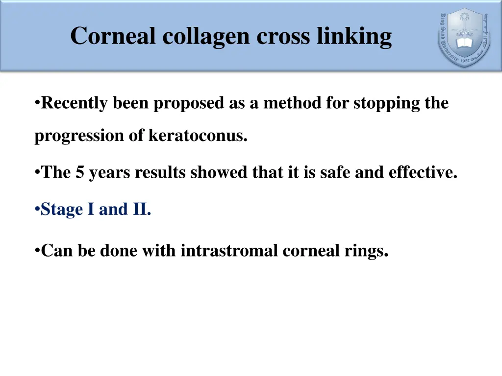 corneal collagen cross linking