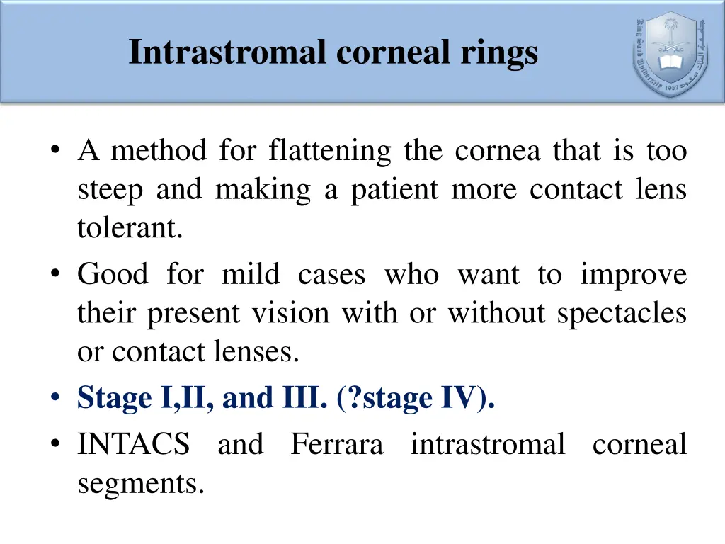 intrastromal corneal rings