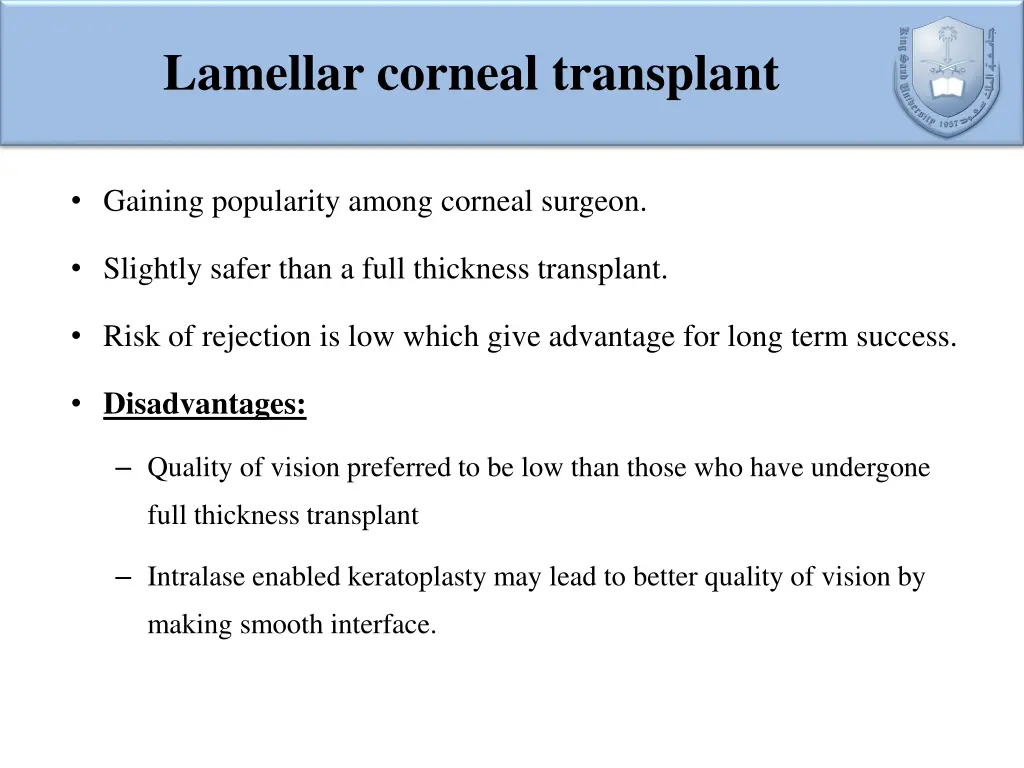lamellar corneal transplant