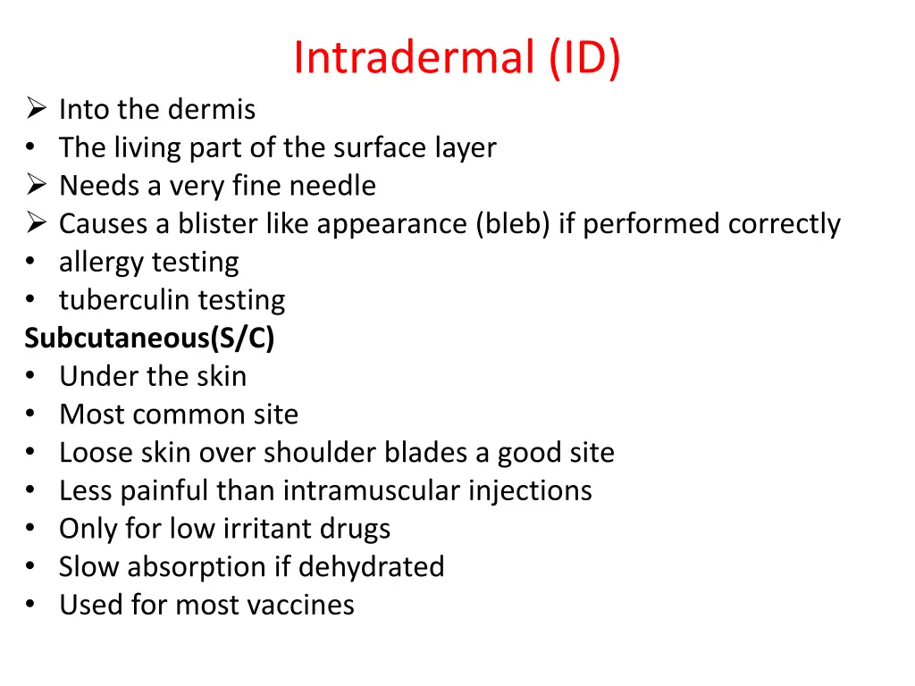 intradermal id