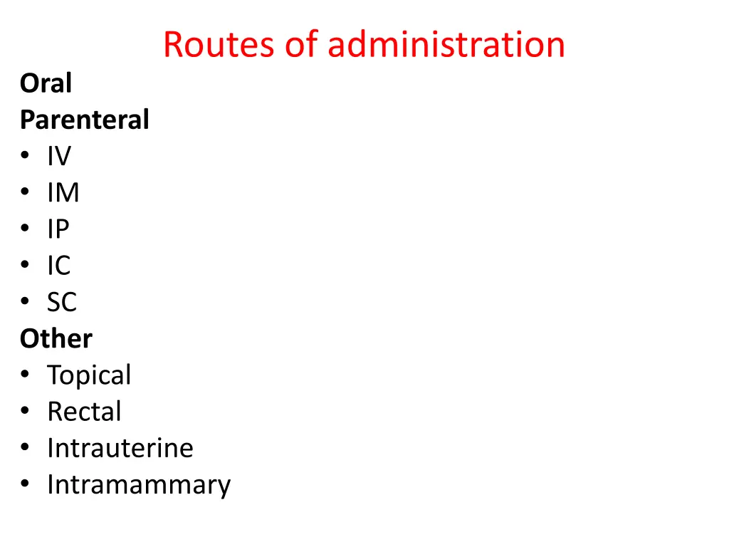 routes of administration