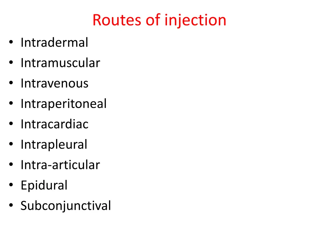 routes of injection