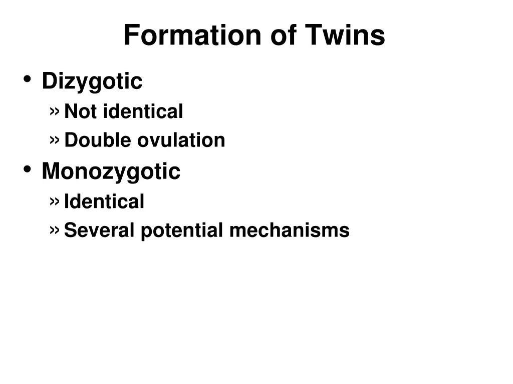 formation of twins dizygotic not identical double