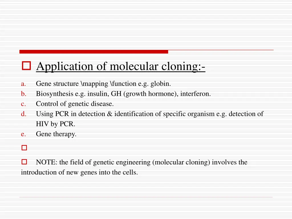 application of molecular cloning