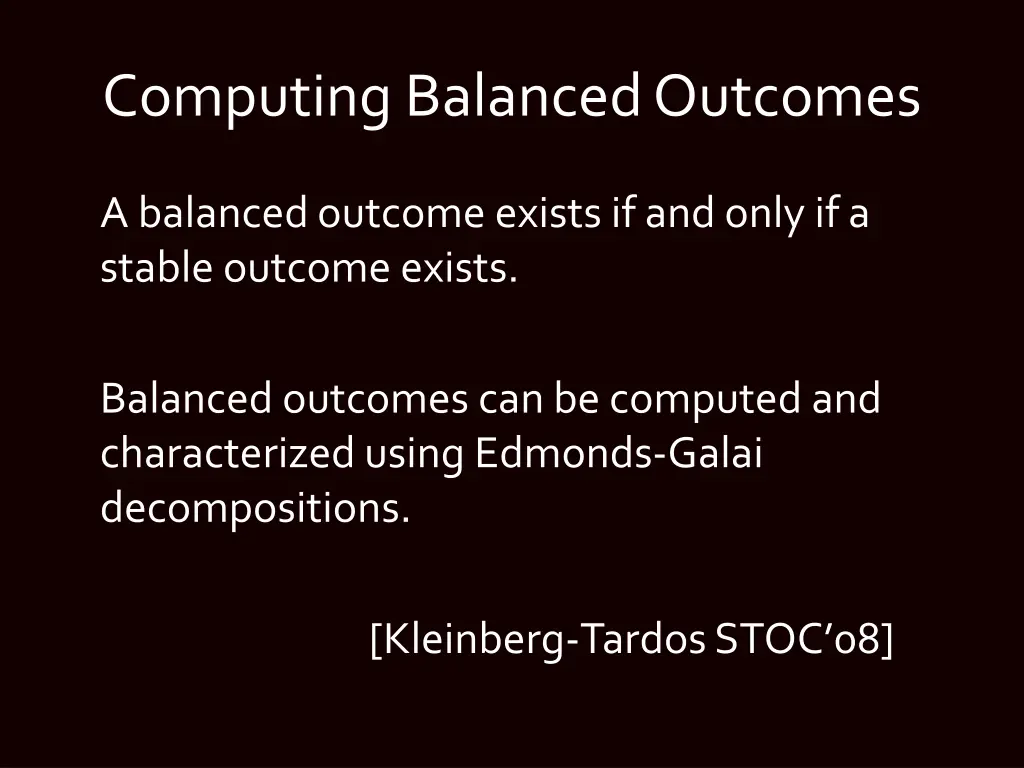 computing balanced outcomes