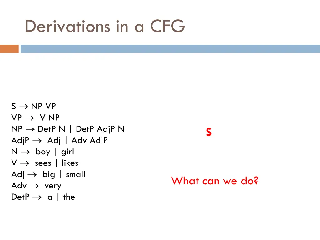 derivations in a cfg