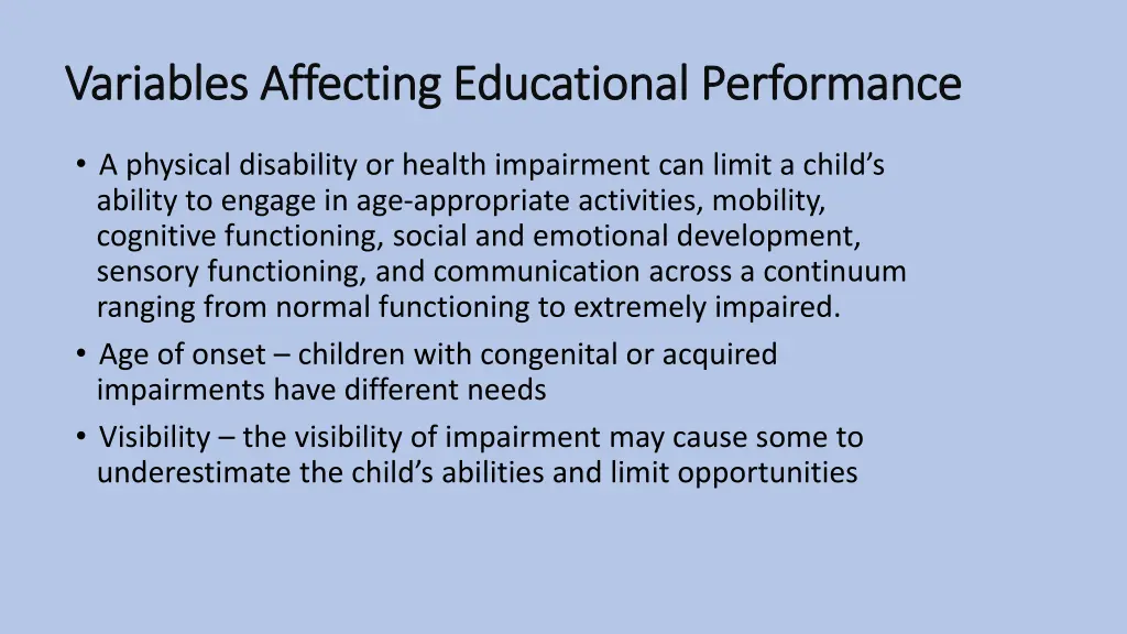 variables affecting educational performance