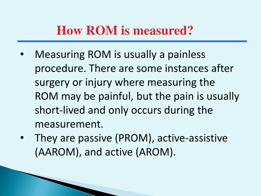 how rom is measured 1