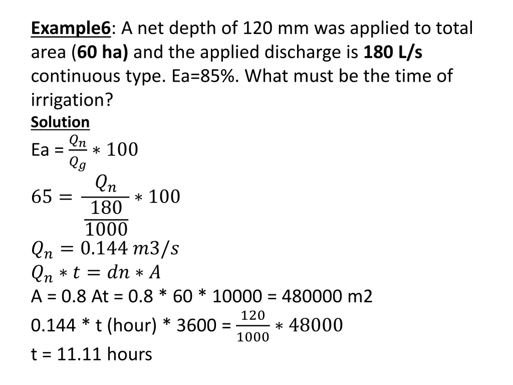example6 a net depth of 120 mm was applied
