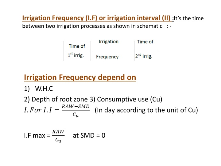 irrigation frequency i f or irrigation interval