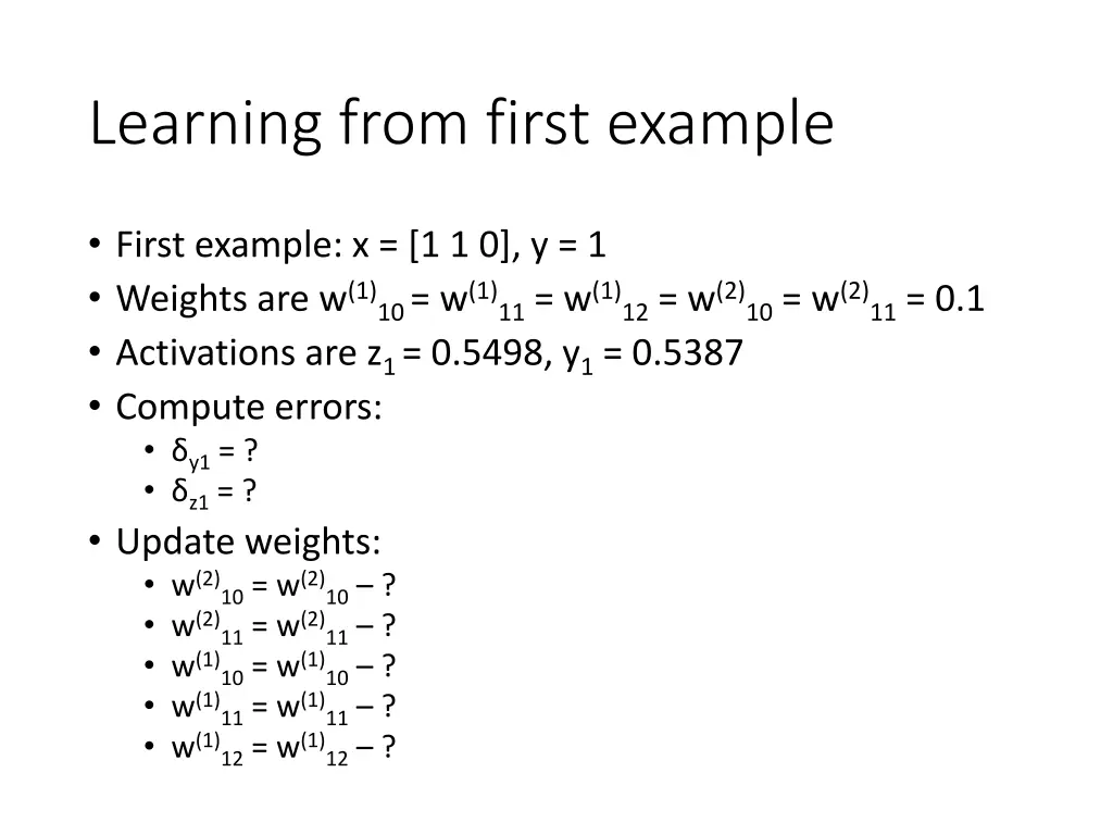 learning from first example