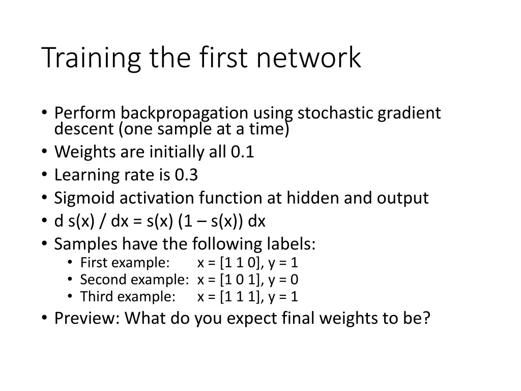 training the first network