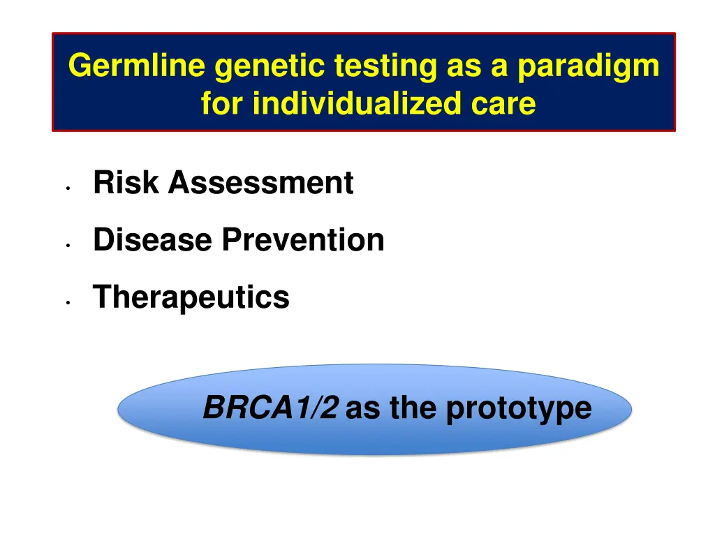 germline genetic testing as a paradigm