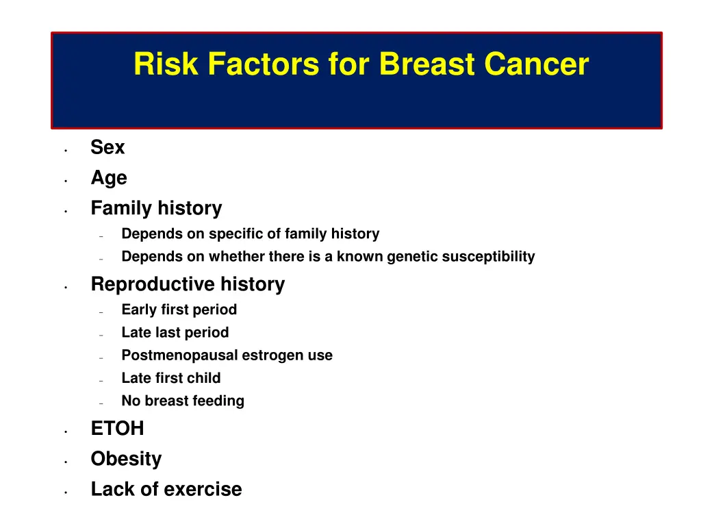 risk factors for breast cancer