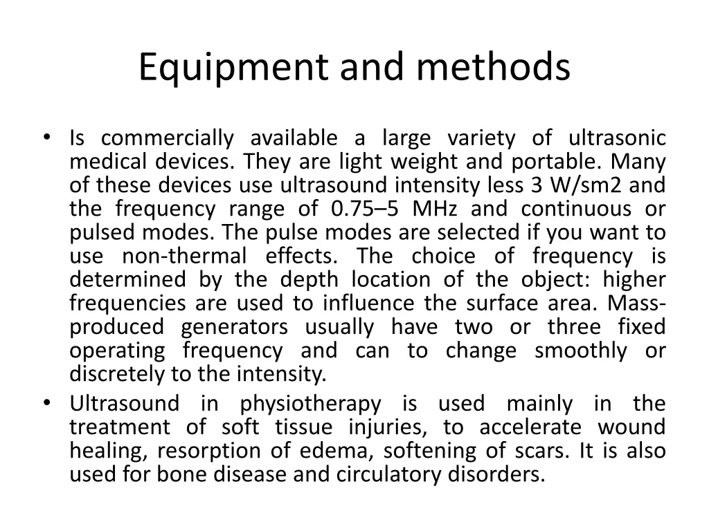 equipment and methods