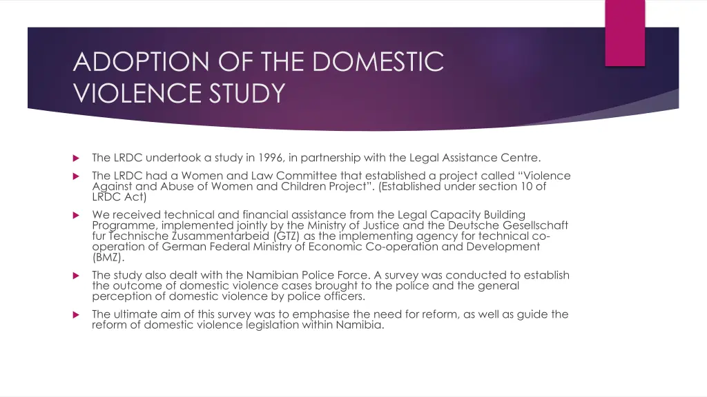 adoption of the domestic violence study
