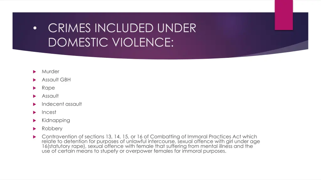 crimes included under domestic violence