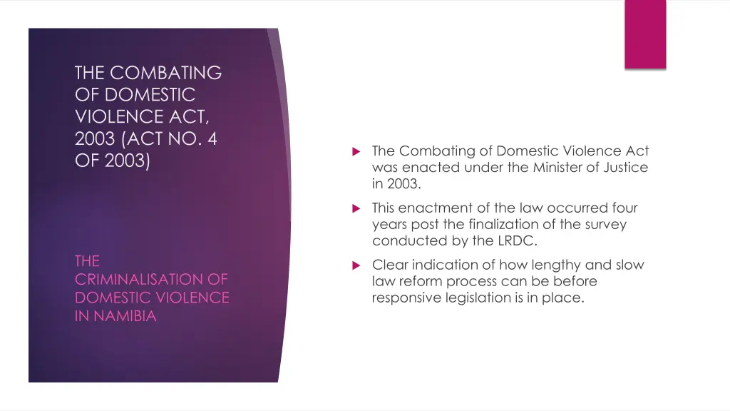 the combating of domestic violence act 2003