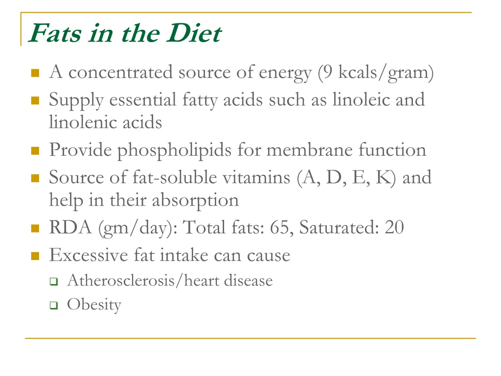 fats in the diet