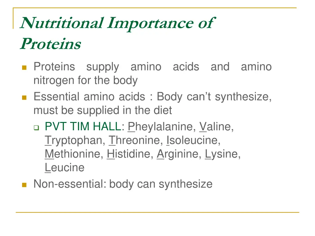 nutritional importance of proteins