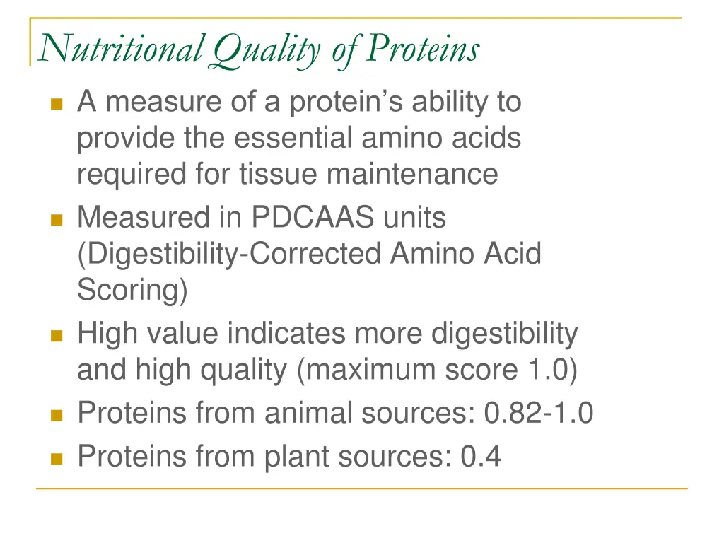 nutritional quality of proteins