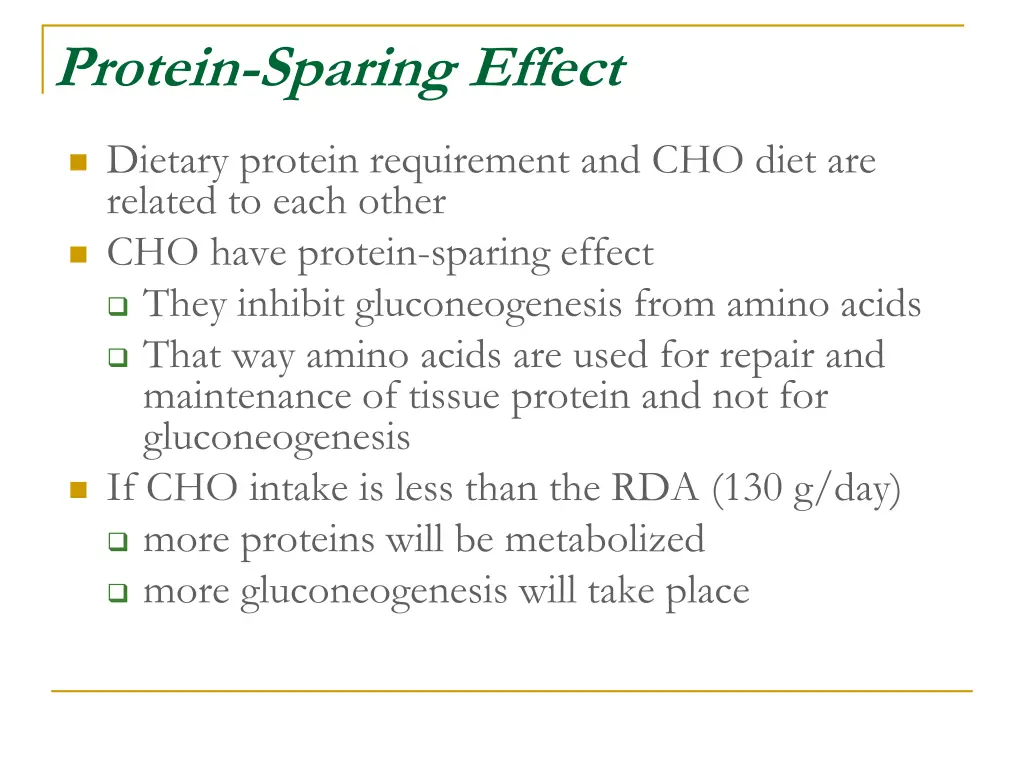 protein sparing effect