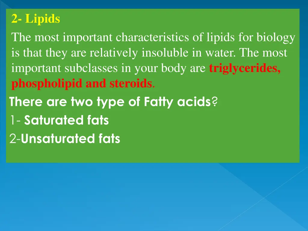 2 lipids the most important characteristics
