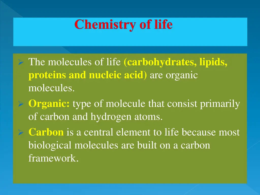 chemistry of life 1
