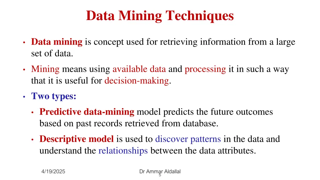 data mining techniques