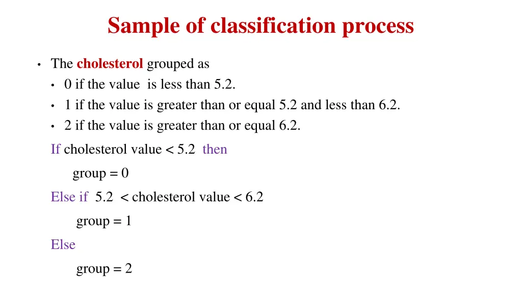 sample of classification process