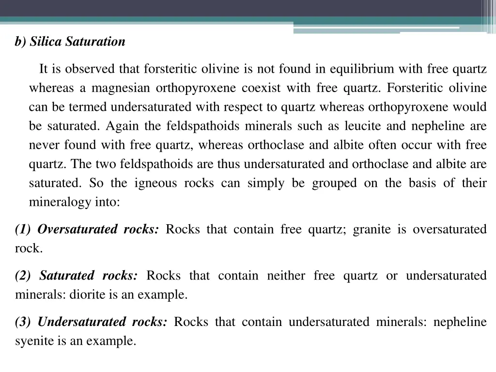 b silica saturation