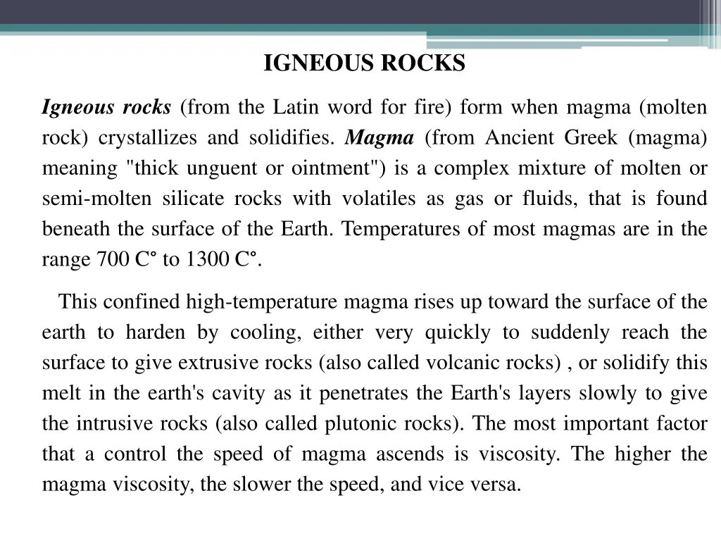 igneous rocks